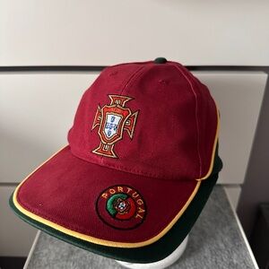 Vintage Portugal Soccer Hat - FPF Leather Strap
-Maroon & Green-Adjustable-adult
